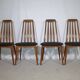 Eva Dining Chairs in Teak by Niels Koefoed for Hornslet, Leather, Set of 4