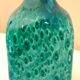 White multi-layer blown glass bottle vase with blue and green inclusions