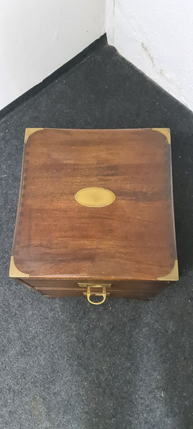 Vintage military campaign wooden bedside table by Reprodux England