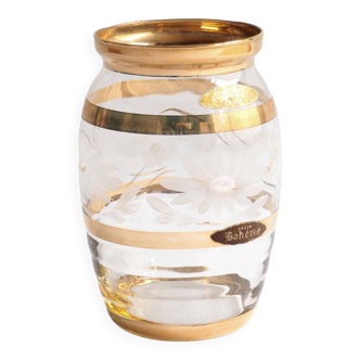 Vase verre et or bohème