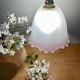Vintage tulip suspension in frosted glass half white half pink