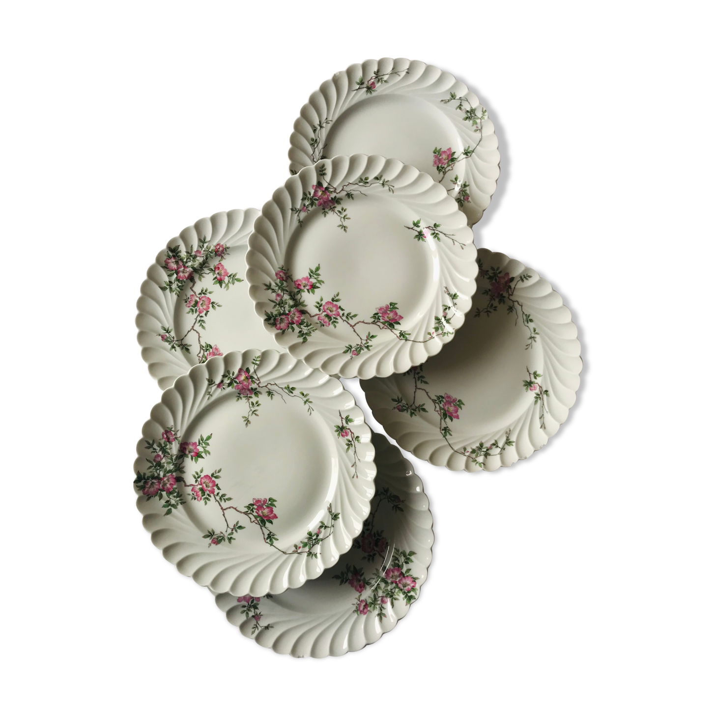 Lot of six flat plates in Haviland porcelain