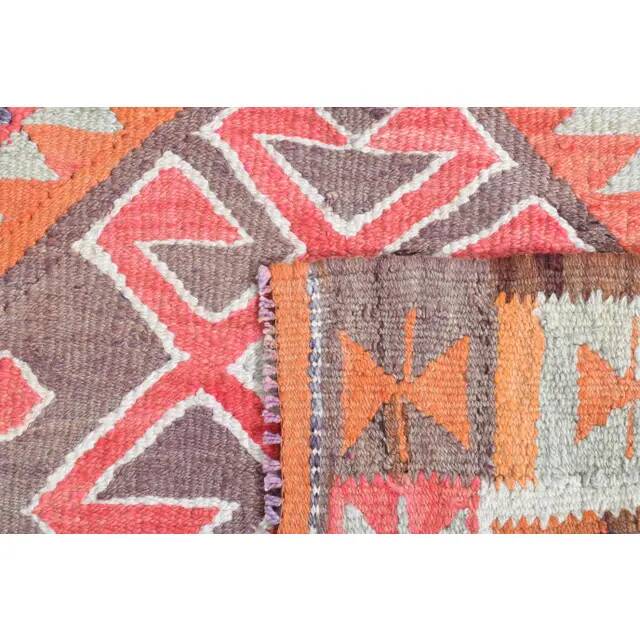 1970s Turkish Oushak Handmade Wool Cotton Pink Runner Rug 98x315