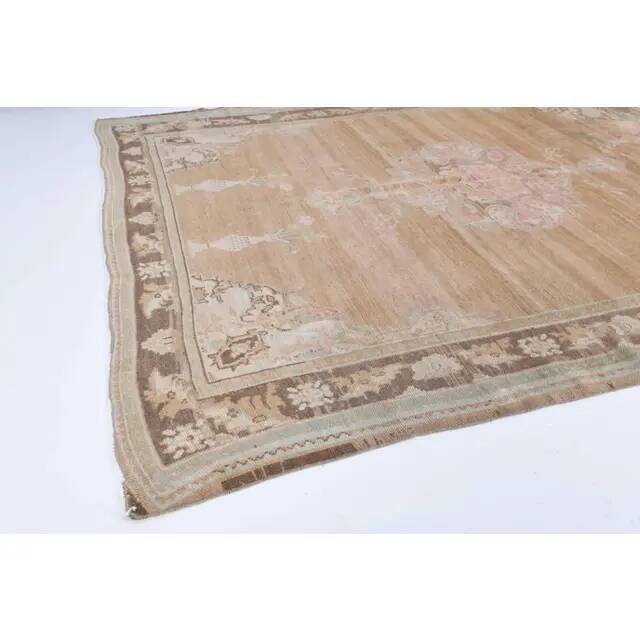Vintage Turkish Hand-Knotted Wool Cotton Brown Area Rug 69x71