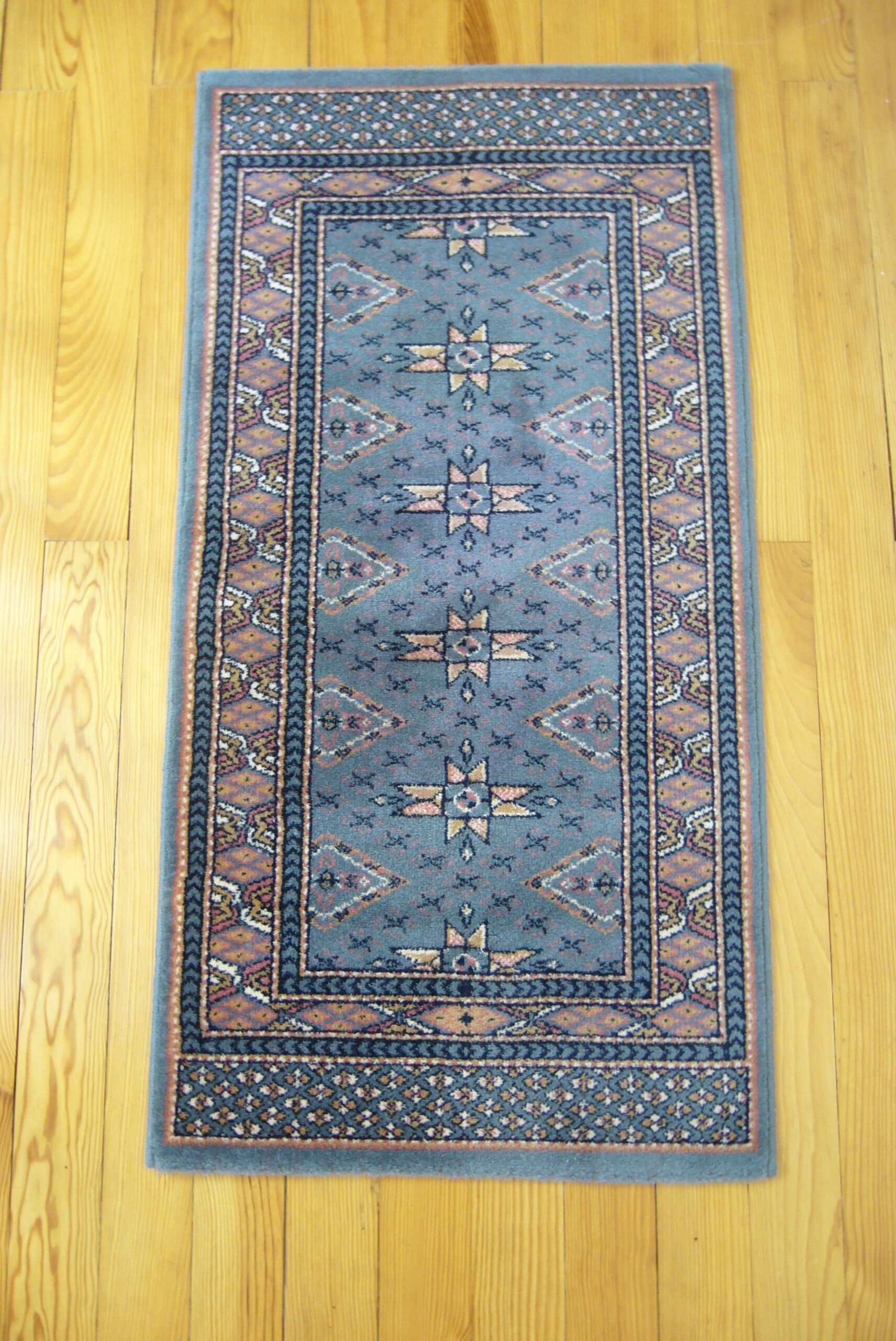 Wool carpet 60 x 120 blue with stars