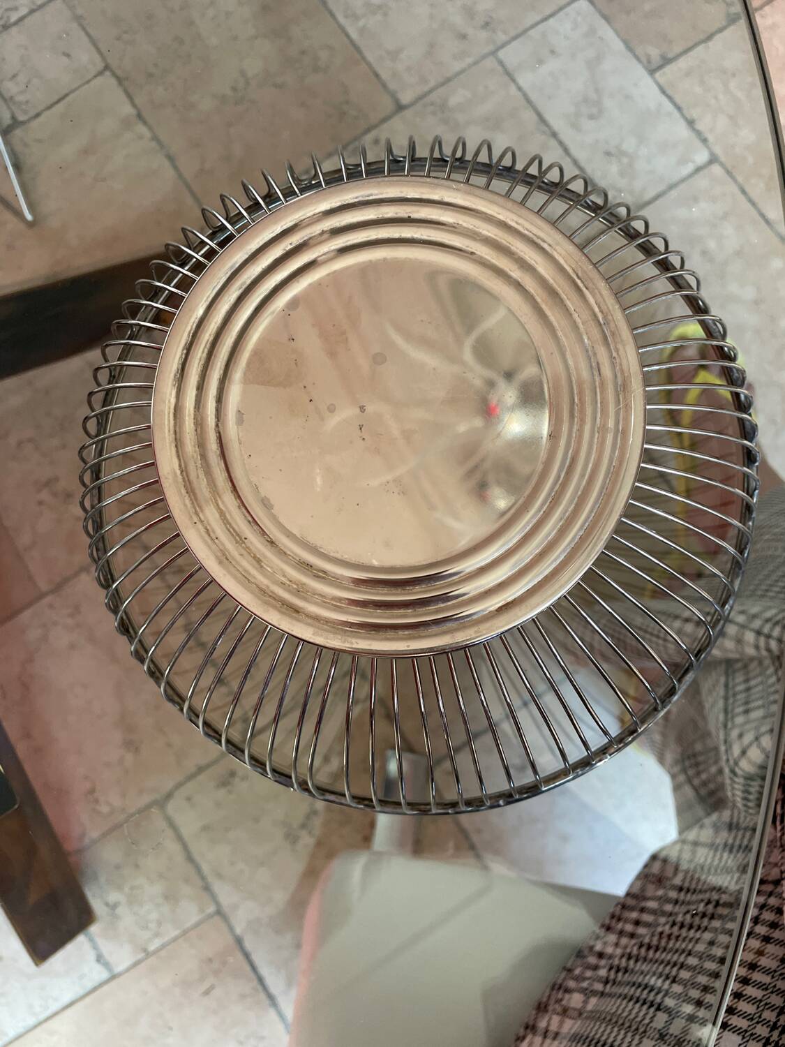 Silver metal fruit basket