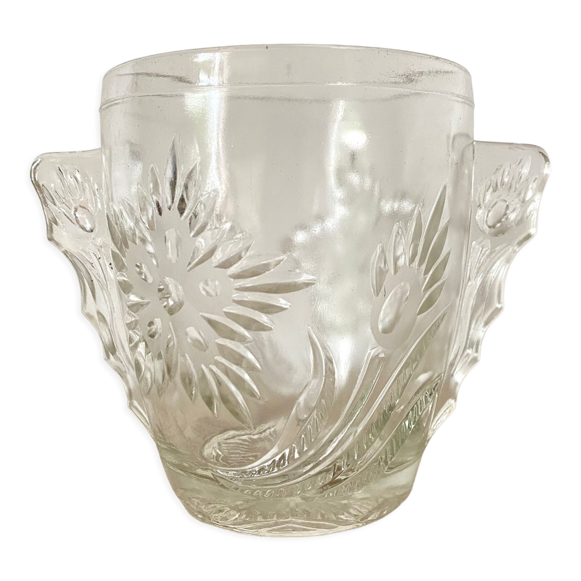 Art Deco chiseled glass ice bucket