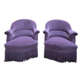 Pair of toad armchairs – Napoleon III style – Purple velvet – 19th century