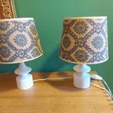 2 vintage 60's wooden bedside lamps