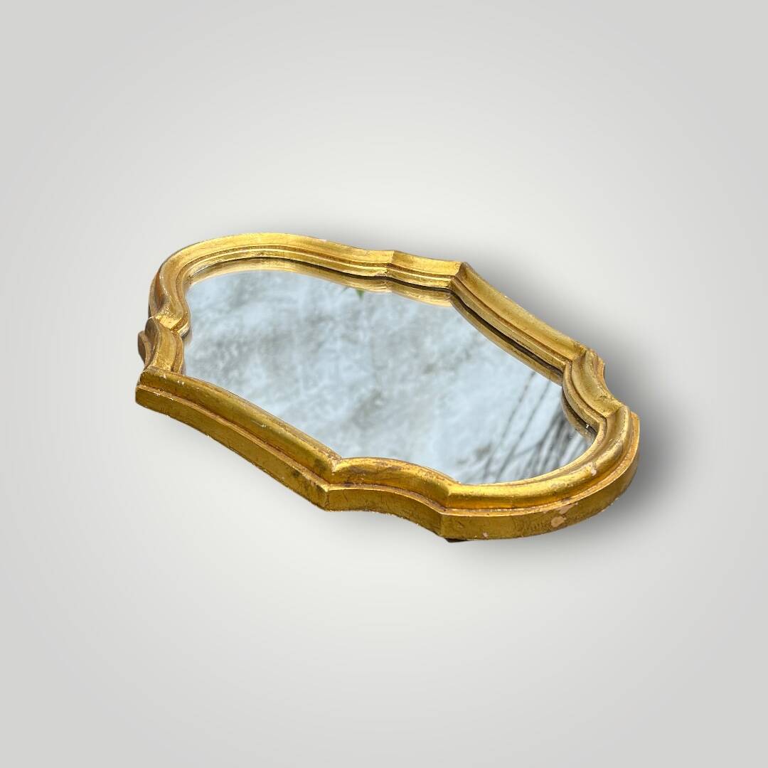 Small antique wall mirror in gilded resin – rocaille style