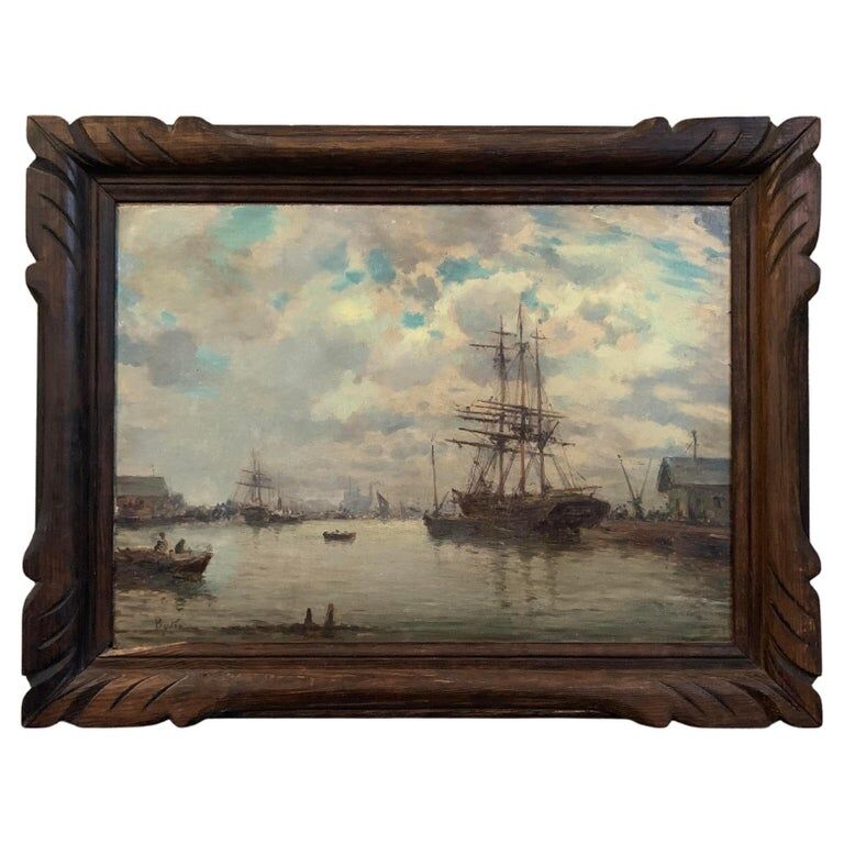 Breton, Marine, oil on canvas marouflée, nineteenth century