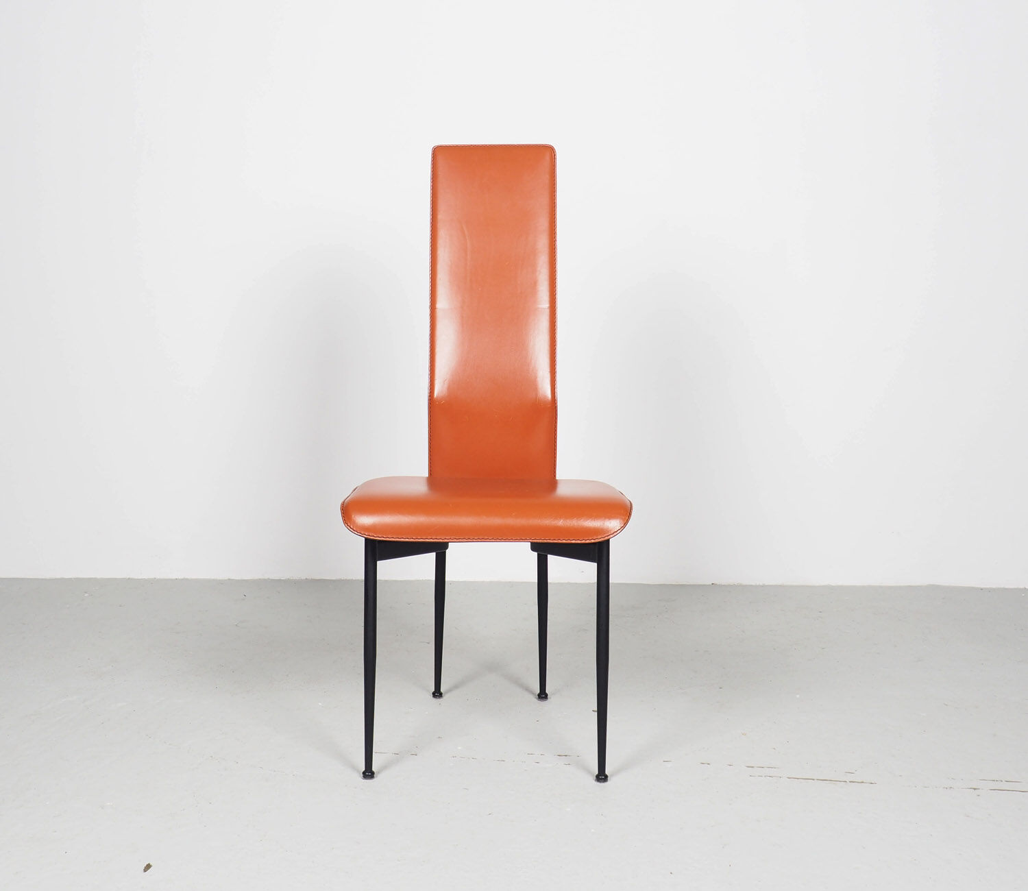 Fasem dinner chairs S44 in cognac red leather, 1990's