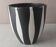 Old ceramic flowerpot, Vallauris style decor, black and white stripes, vintage