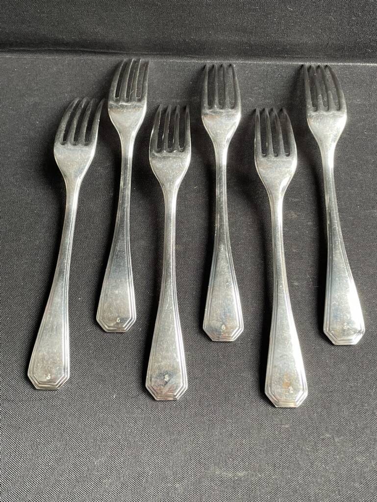 6 Christofle America forks numbered George V