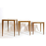 Three walnut side tables from the 60s