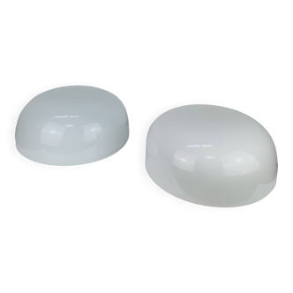 Paire d'appliques boule opaline, demi sphères vintage
