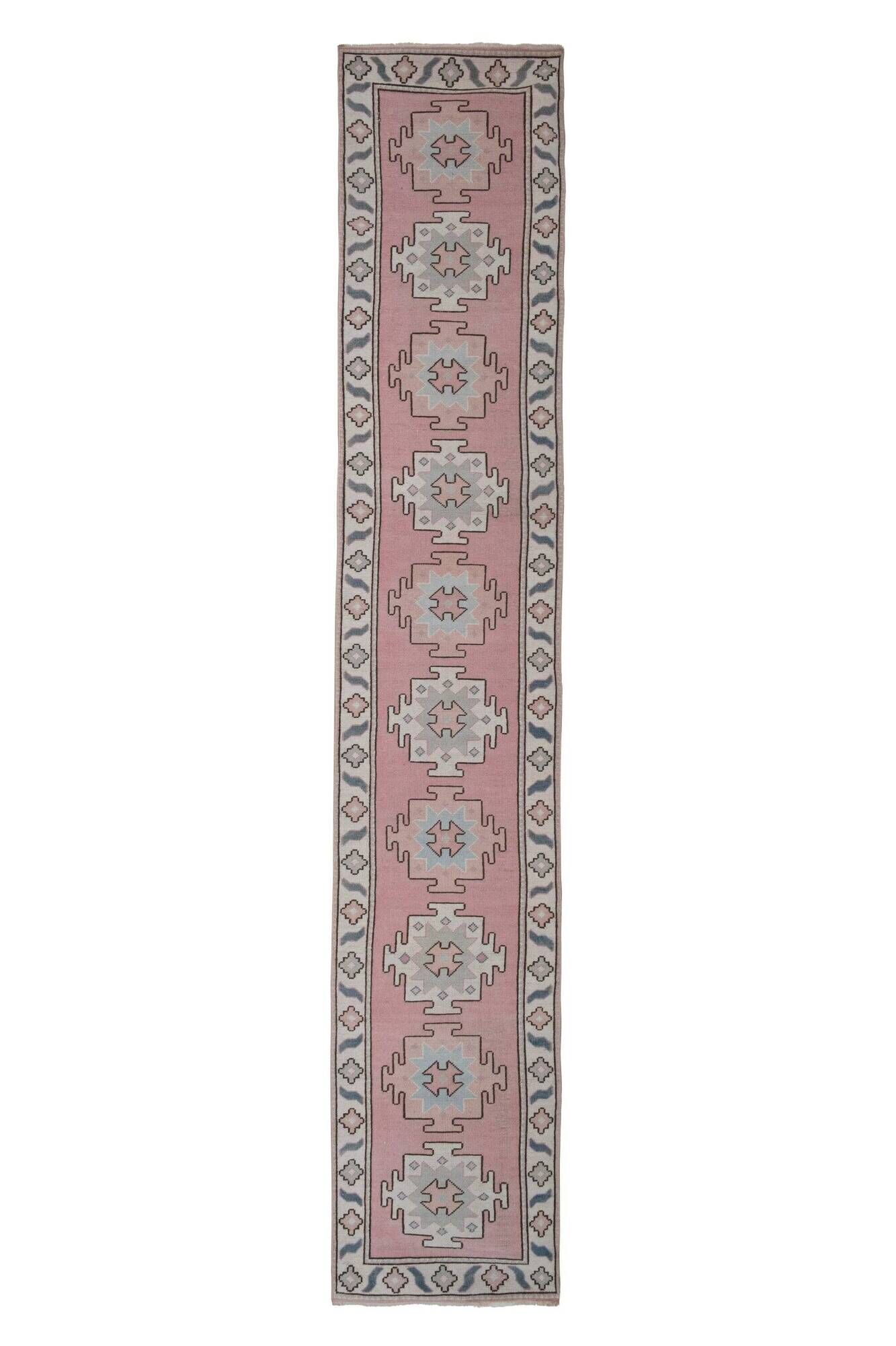 Vintage Turkish hallway rug 75x397 cm