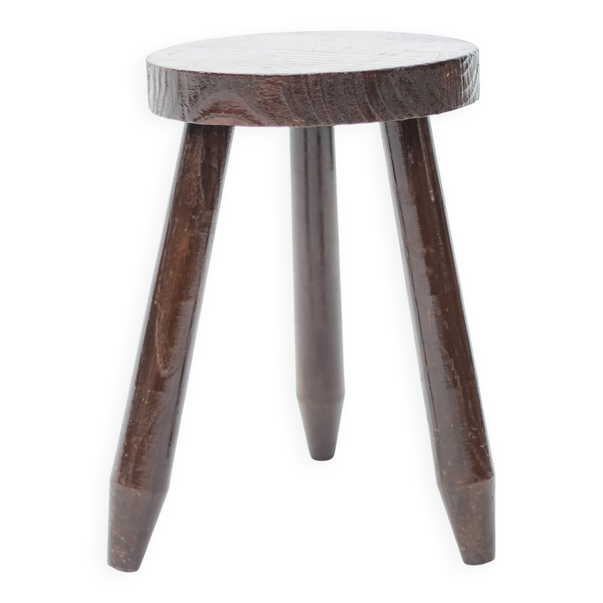 Vintage stool, wooden stool, tripod stool, brutalist, plant stand.