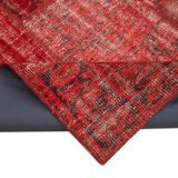 Hand-knotted oriental overdyed 177 cm x 248 cm red patchwork rug