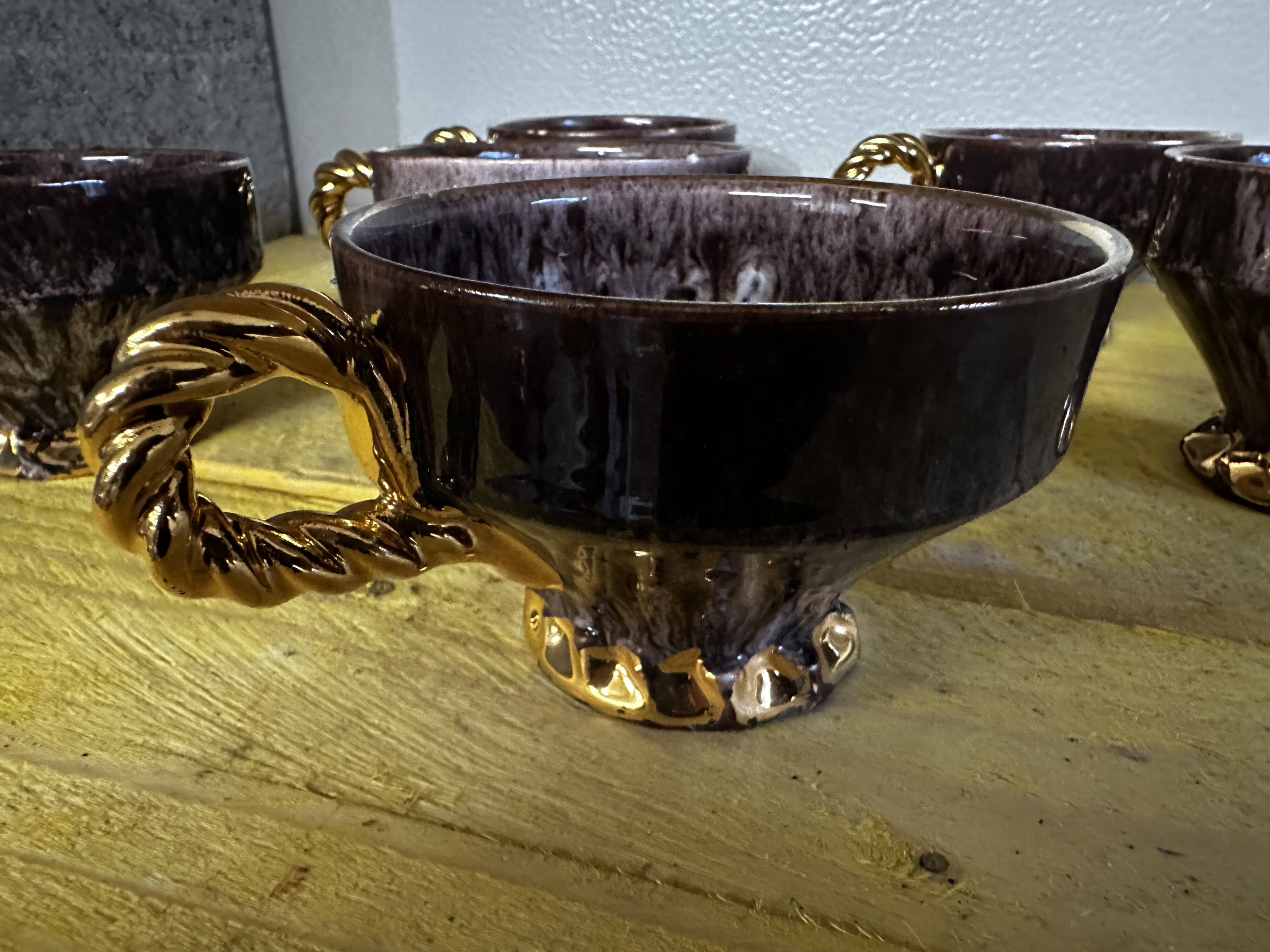 6 Maius-Giuge Vallauris ceramic teacups