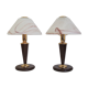 Mushroom table lamps in Murano glass and wooden base, 1970