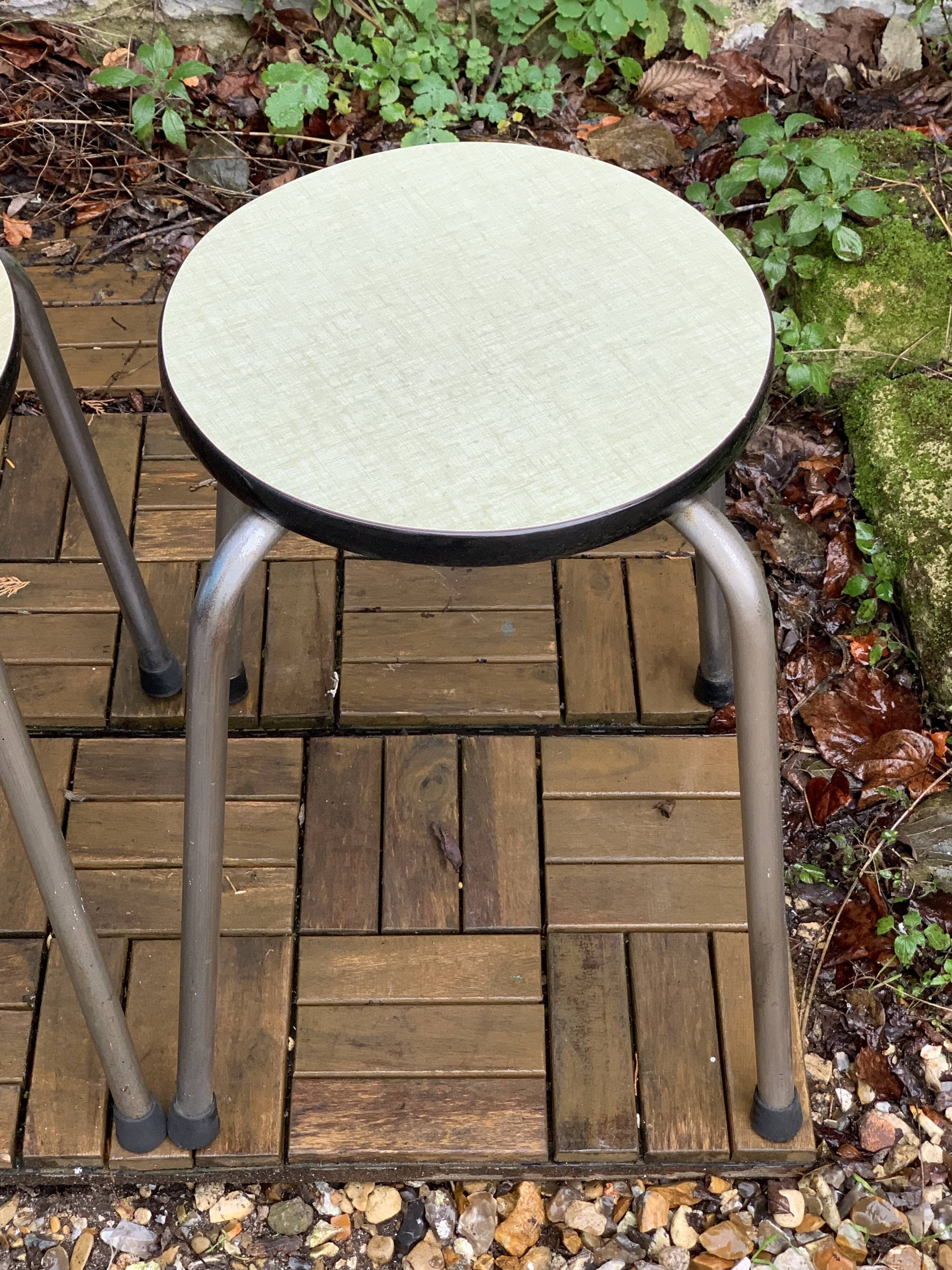 Vintage stackable stools Formica beige 1960