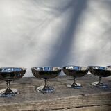 6 stainless steel cups on foot 1970