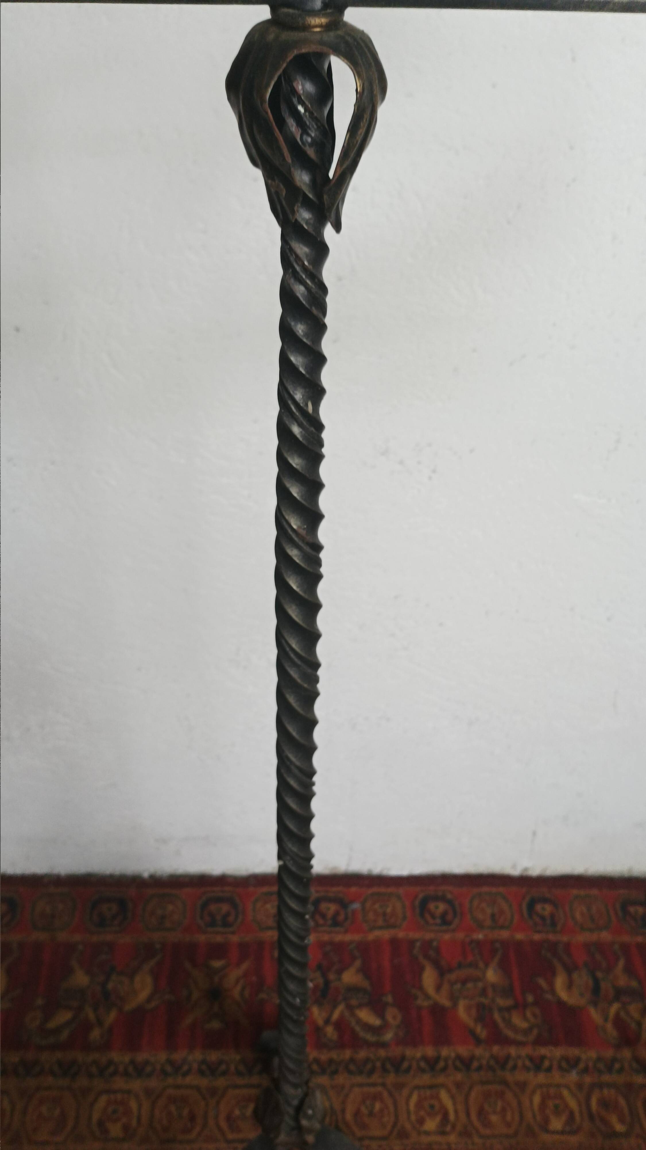 Wrought iron floor lamp with 5 light arms, 1940