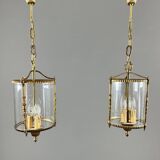 Pair of suspended lanterns in Louis XVI style, 20th Century
