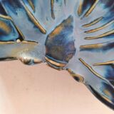 Vintage blue enameled ceramic butterfly box signed alpho