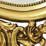 French Gold Leaf Gilded Crested Mirror Baroque Style Facet 84cm