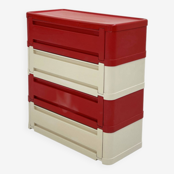 Red and white cabinet model “4964” by olaf von bohr for kartell, 1970