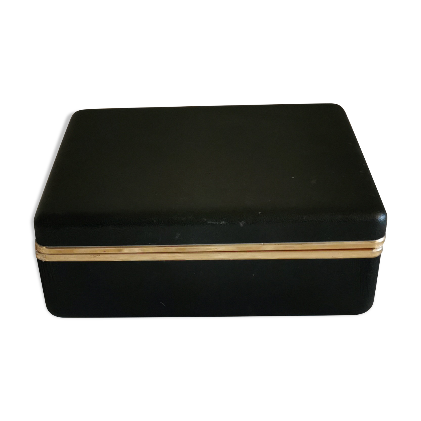 Black leather faux leather box