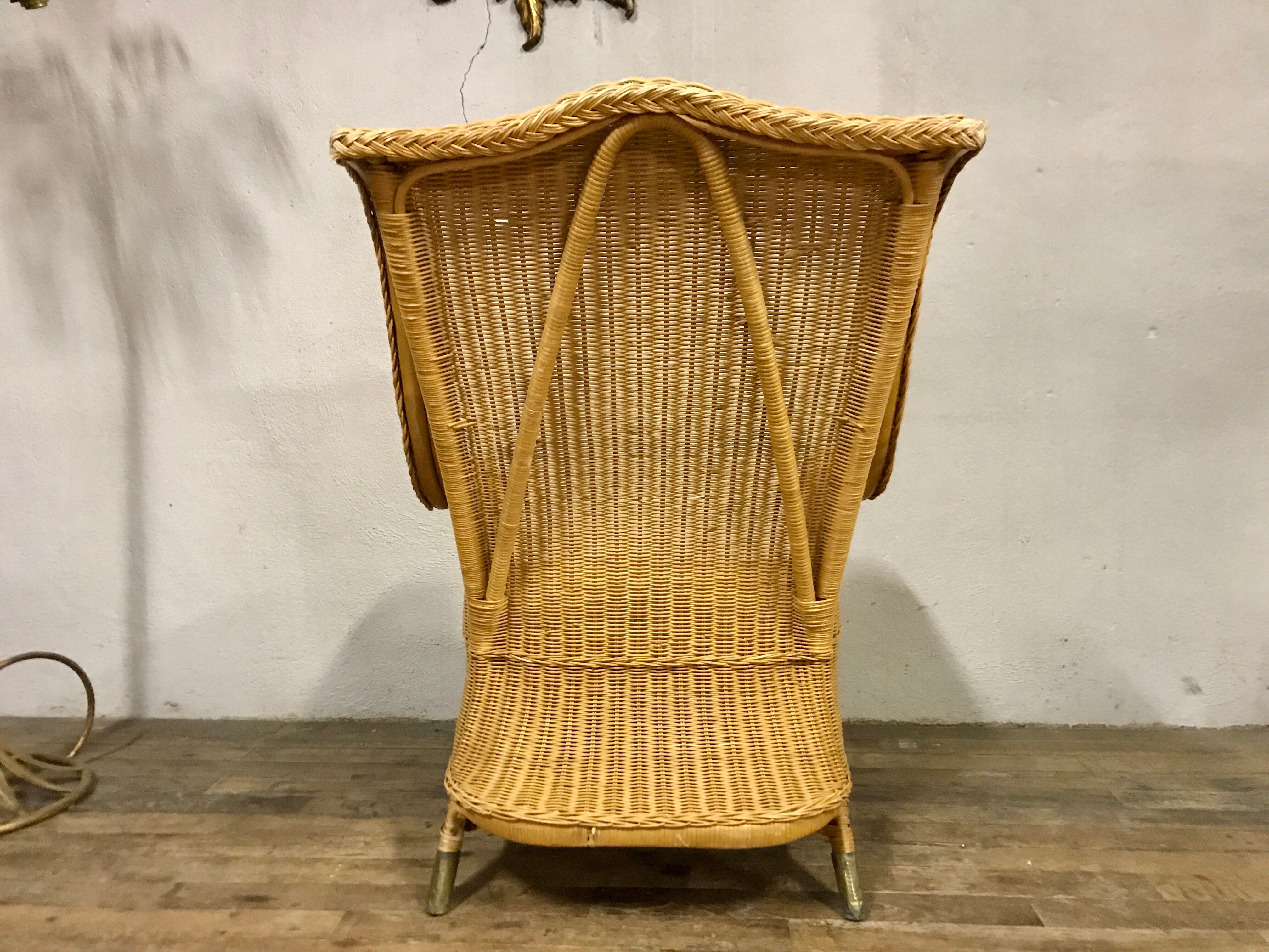 Fauteuil en rotin bambou osier 1950/1960 vintage