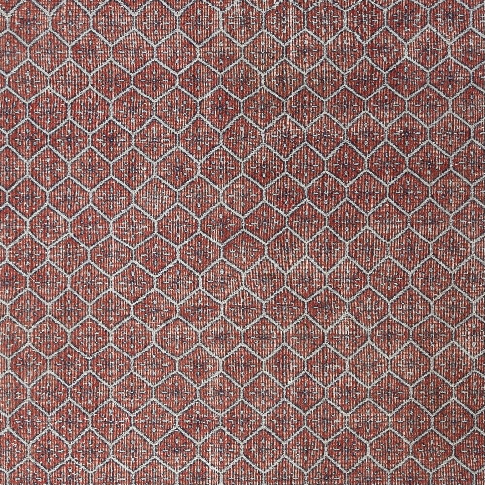 Hand-knotted Vintage Turkish Red Wool Area Rug with Floral Design for Home and Office Decor