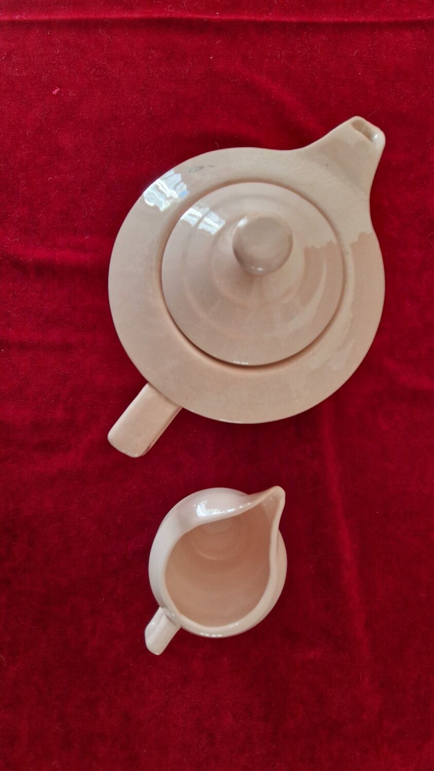 Pink ceramic coffee service by St Amand Ceranord