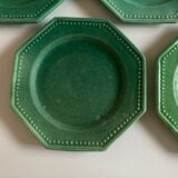 Set of 5 octagonal plates glazed clay beads 1950