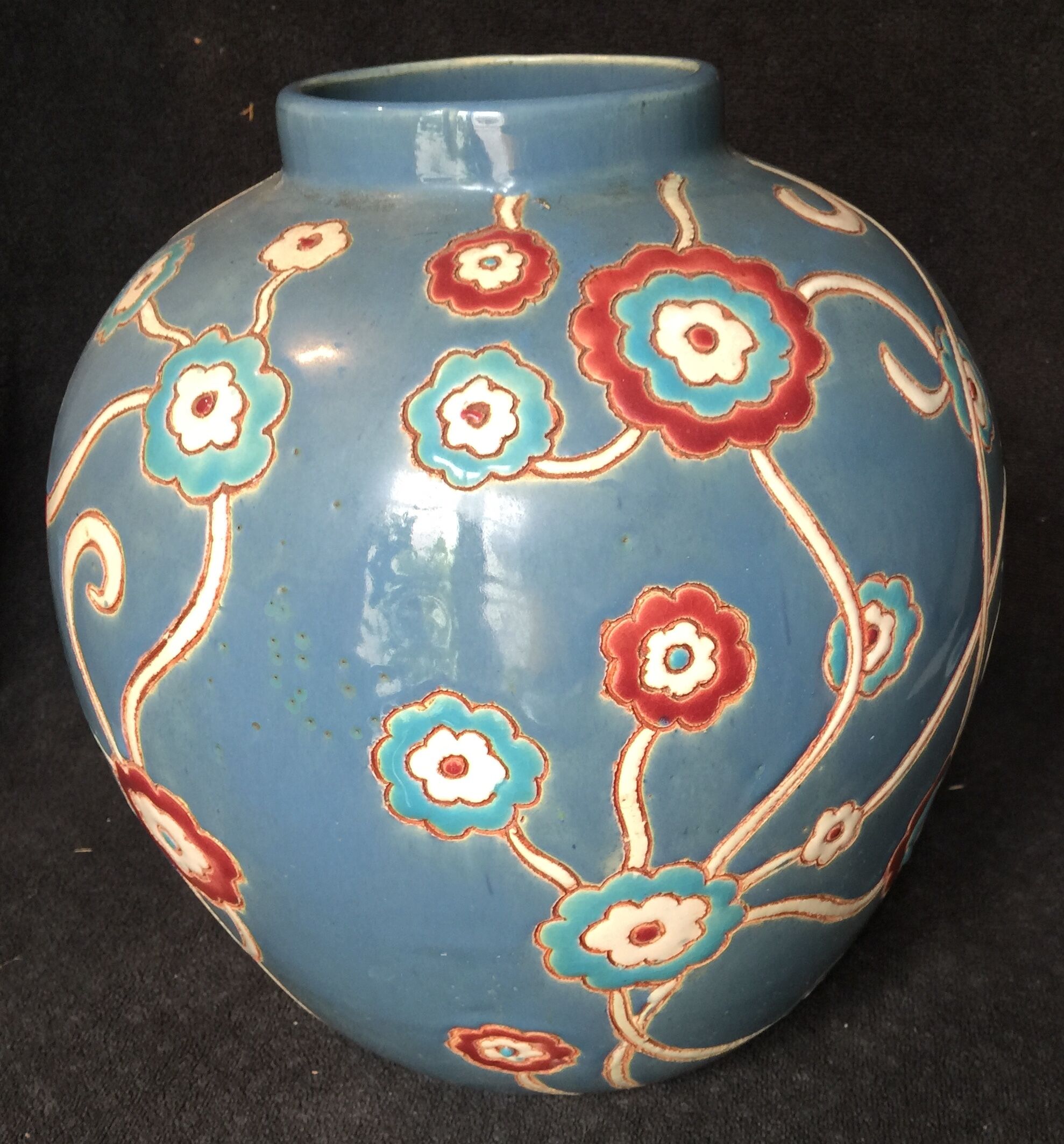 Vase ball glazed earthenware signed louan 1930