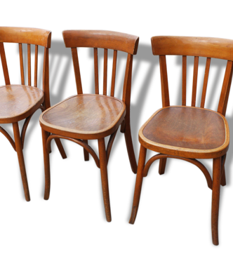 Trio de chaises bistrot Fischel, vintage, bois courbé | Selency