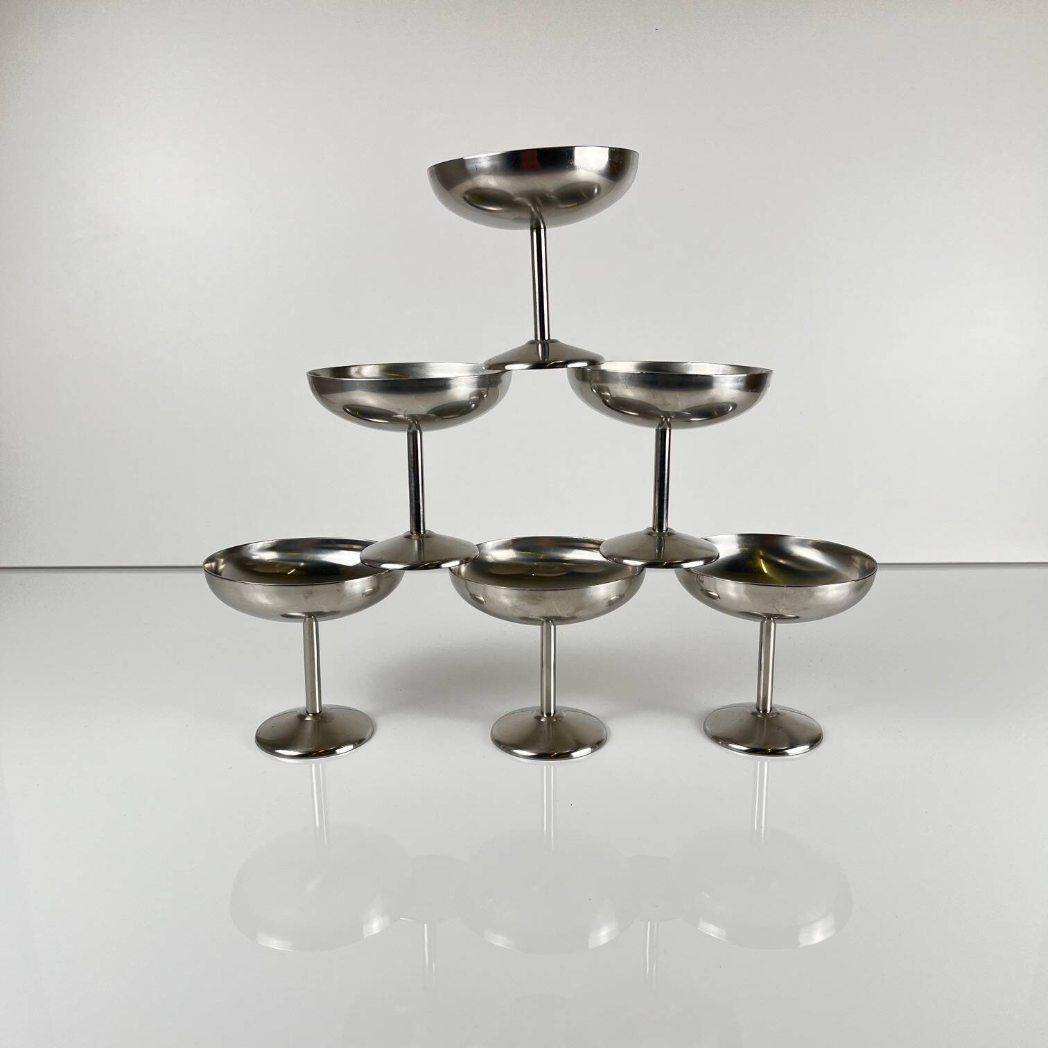 Set de 6 coupe à glace / champagne en inox, Guy Degrenne