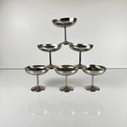 Set of 6 stainless steel ice cream/champagne glasses, Guy Degrenne
