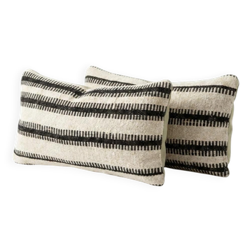 Lot de 2 housses de coussin kilim vintage 25x51 cm