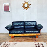 Canape seltz elm and leather design 1960
