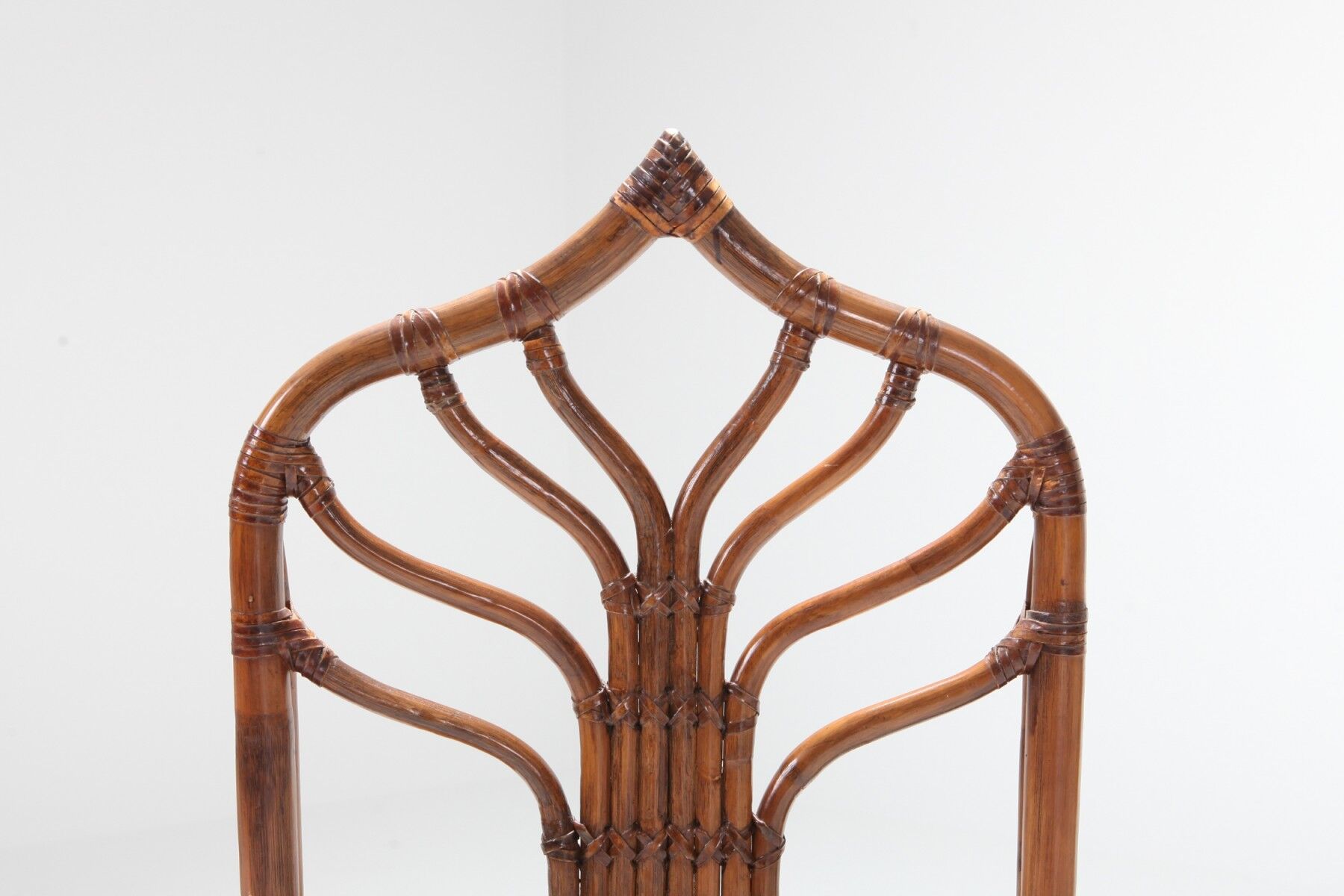 Set of bamboo lounge chairs with Italian 1960 floral cushions