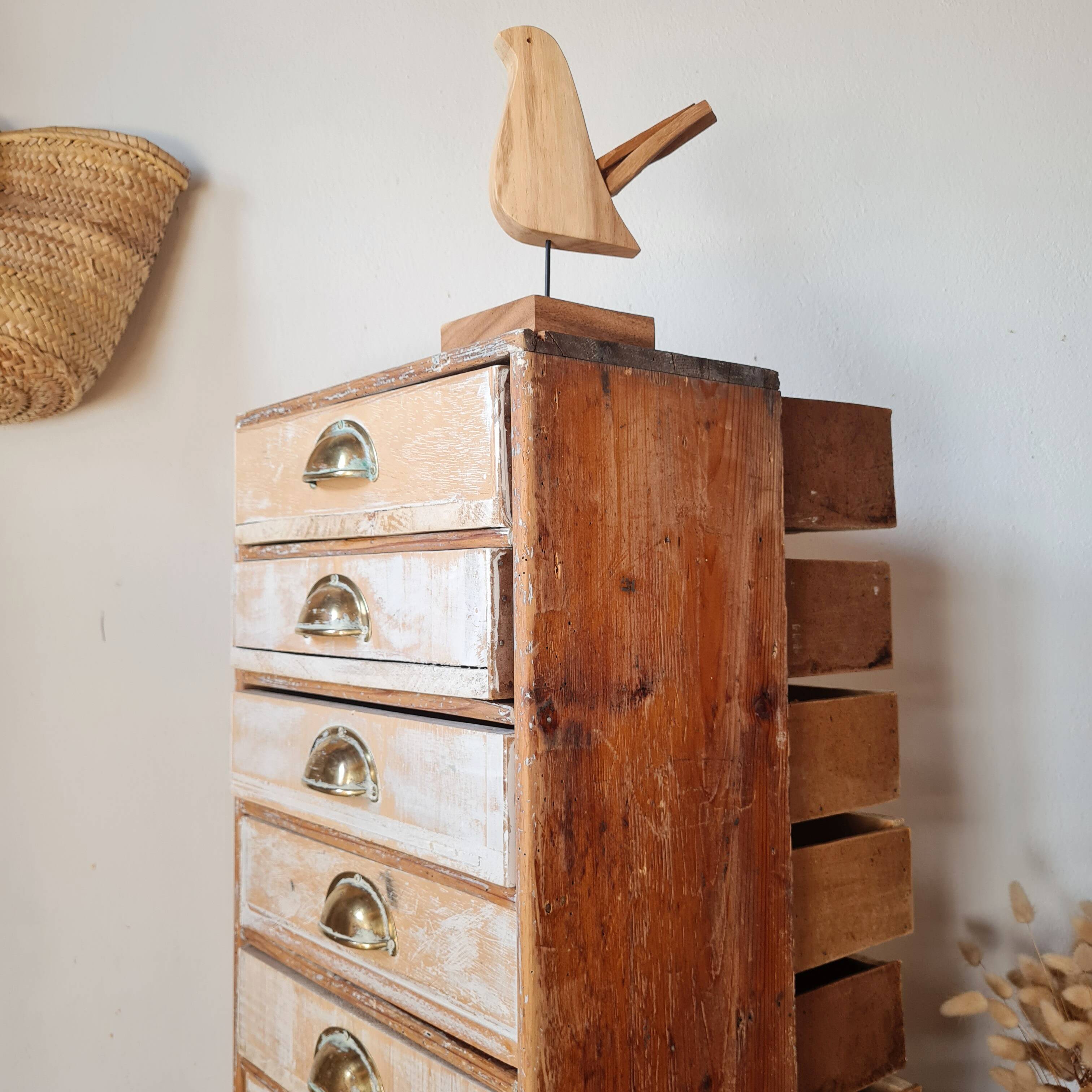 Petit meuble d'atelier vintage à tiroirs