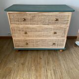 Commode bois et cannage