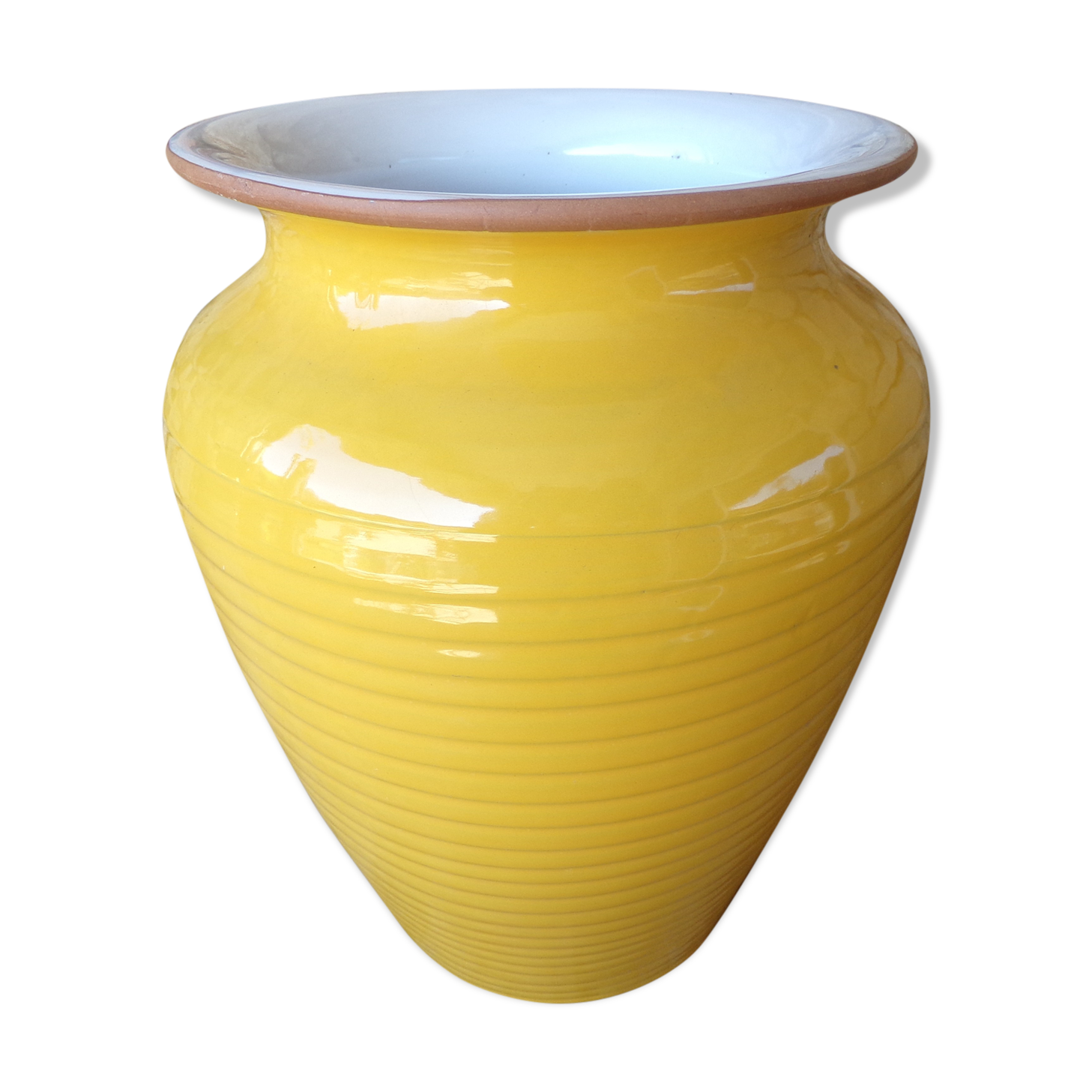 Yellow glazed earth vase
