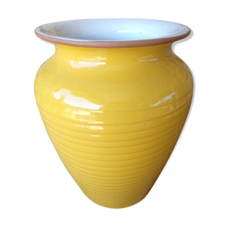 Yellow glazed earth vase
