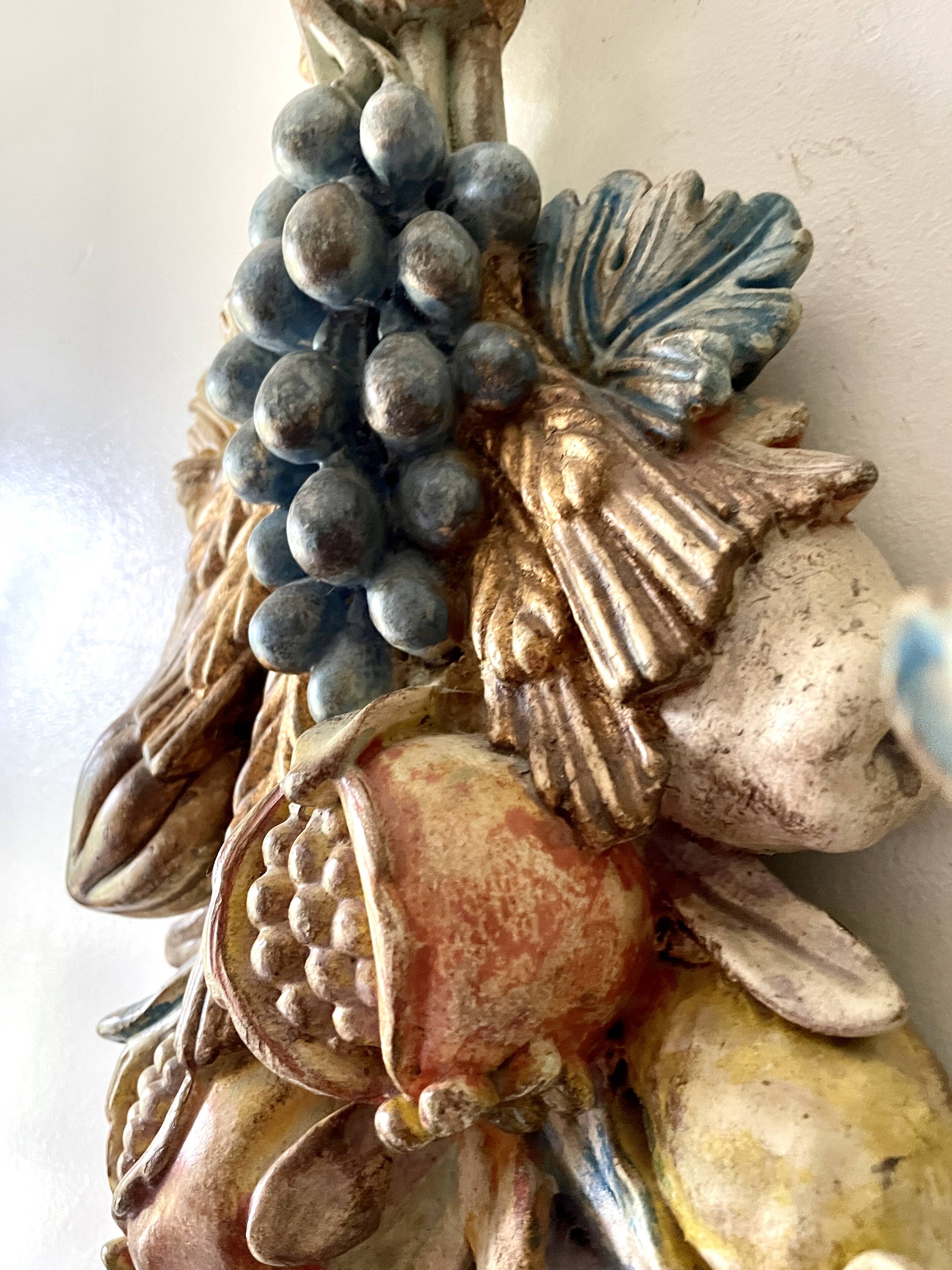 Pair of wooden wall lights, Italy 1950s