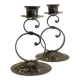 Vintage Black Patina Metal Candlesticks